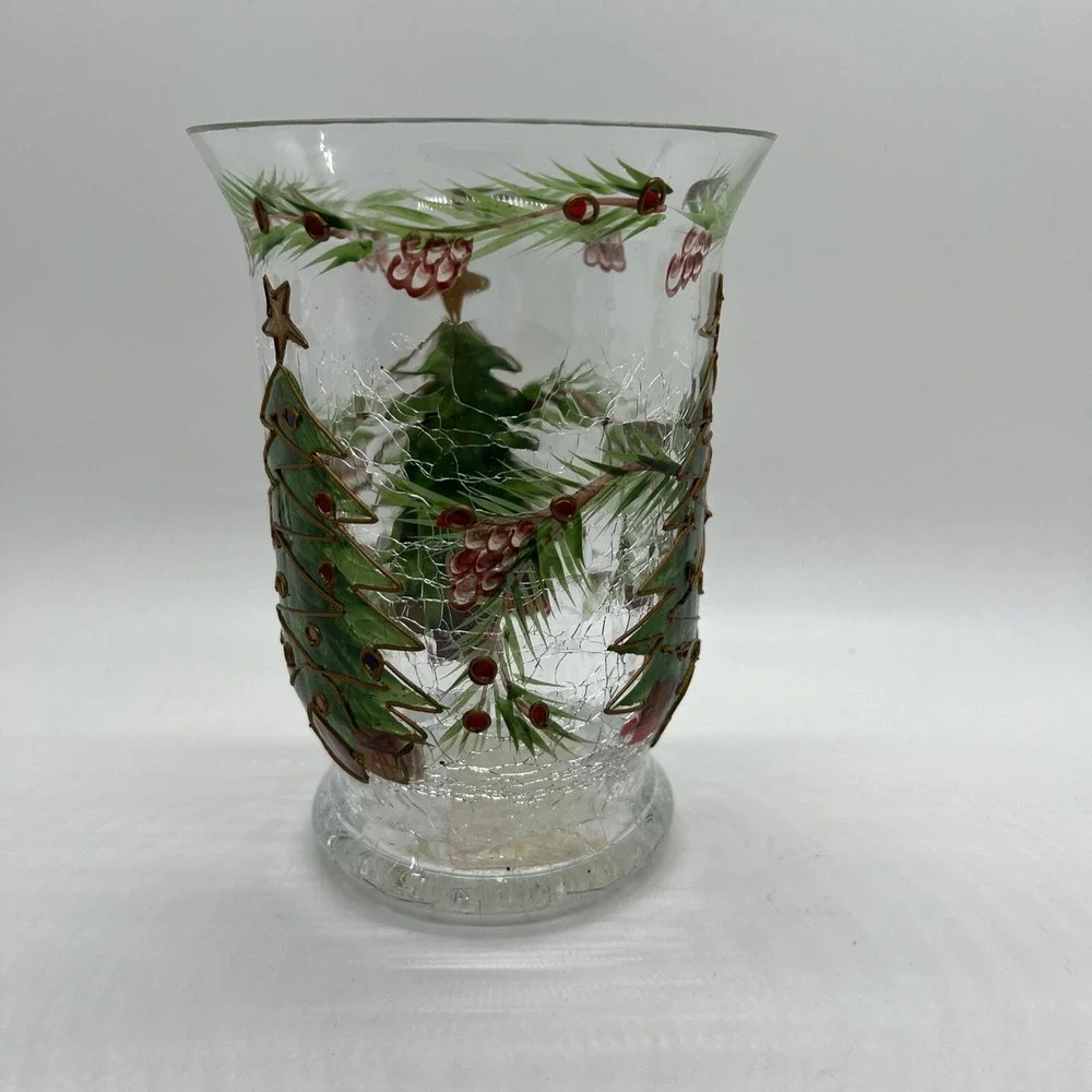 Fifth Avenue‎ Crystal Christmas Tree Hurricane Tea Light Pillar Candle Holder 6